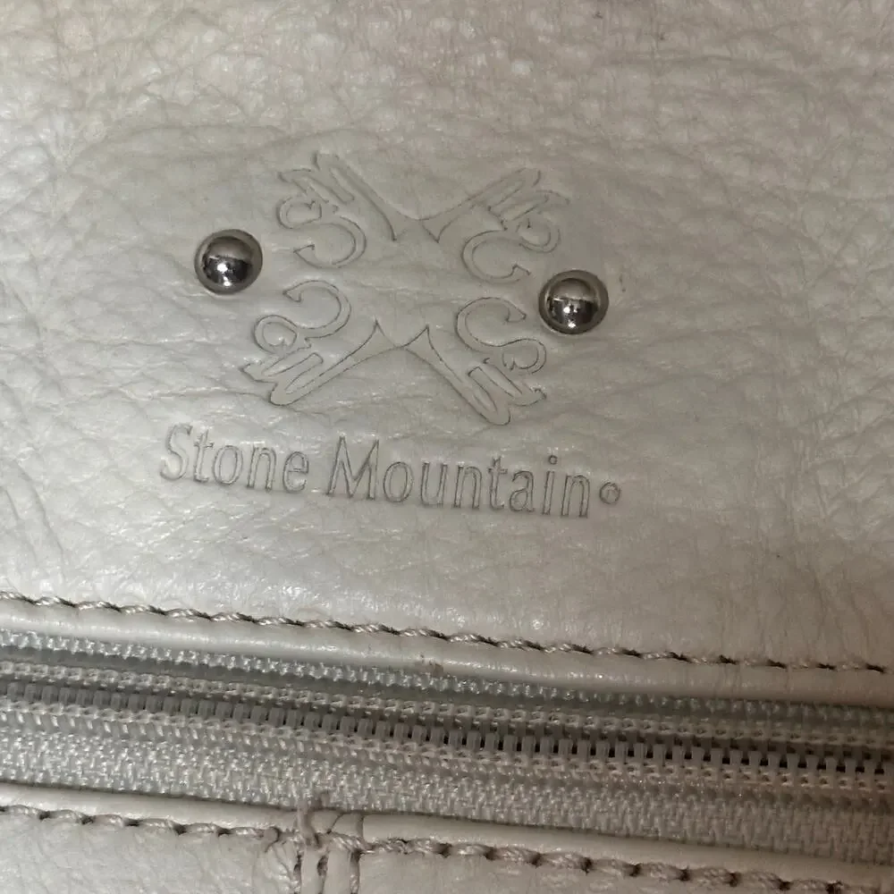 Stone Mountain White Leather Shoulder Bag Y2K Boho Purse - Picture 6 of 14